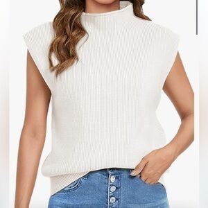 New Himosyber sleeveless vest high neck cap sleeve knit sweater top small